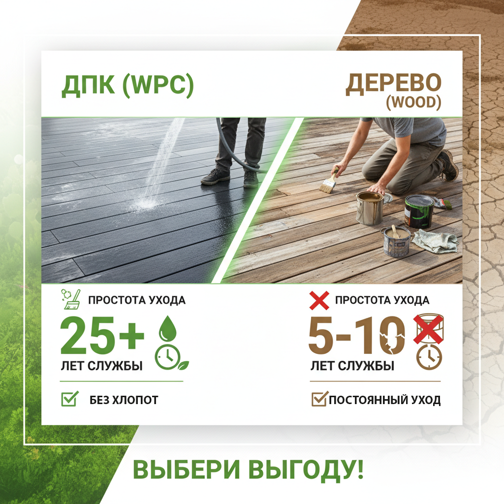 Террасная доска из ДПК или дерево